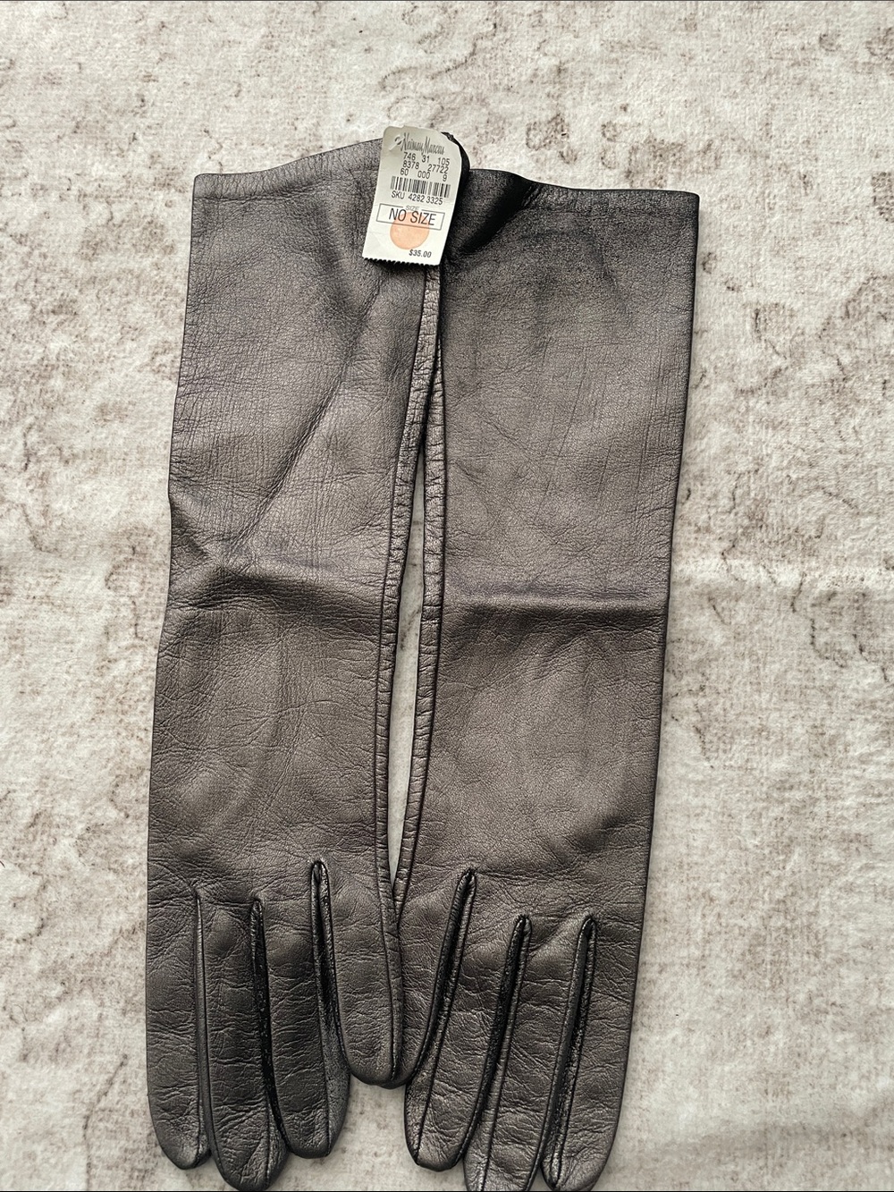 Women's Black Leather Long Gloves